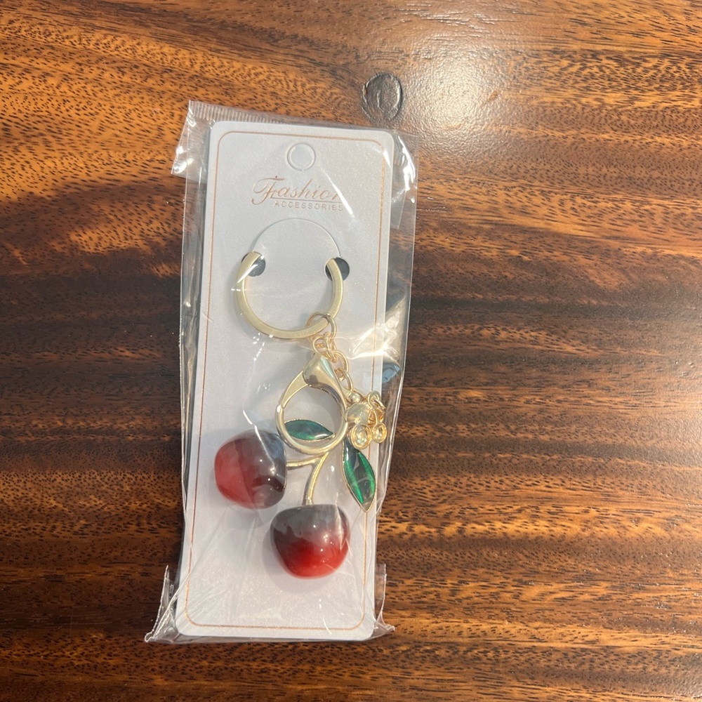 Cherry Keychain / Bag Charm with Gold Accents NWT - Picture 4 of 6